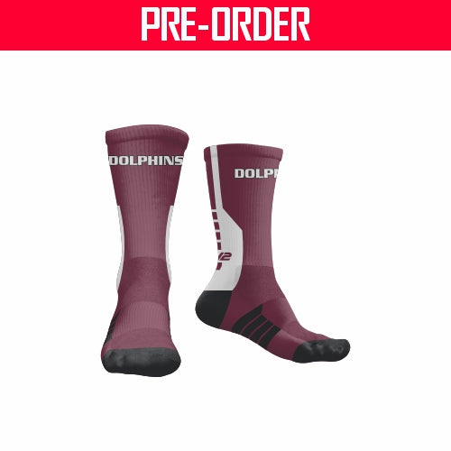 Kawana Dolphins JRL - Maroon Crew Sock