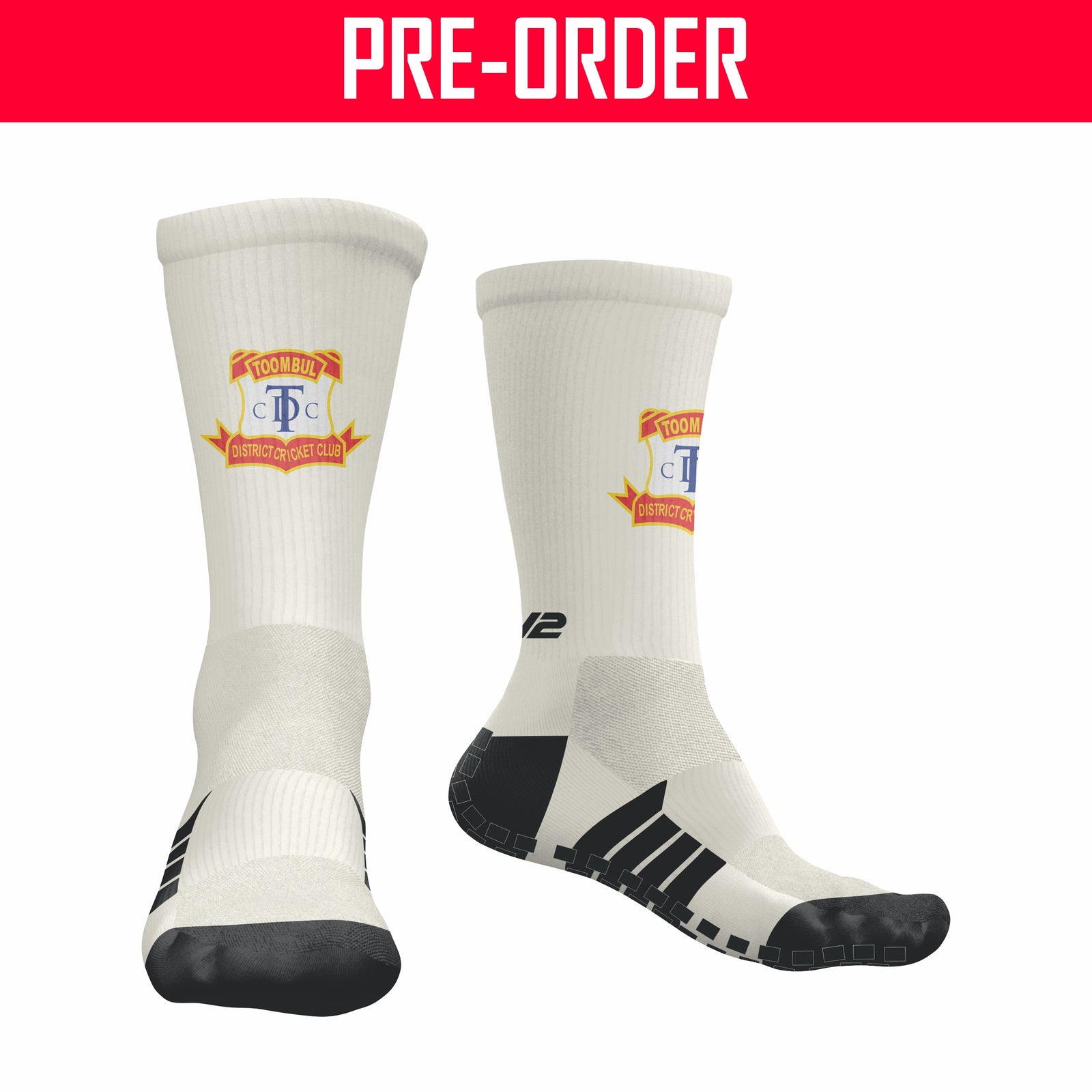 Toombul District Cricket Club - Pro Crew Sock With Grip x3 Pack